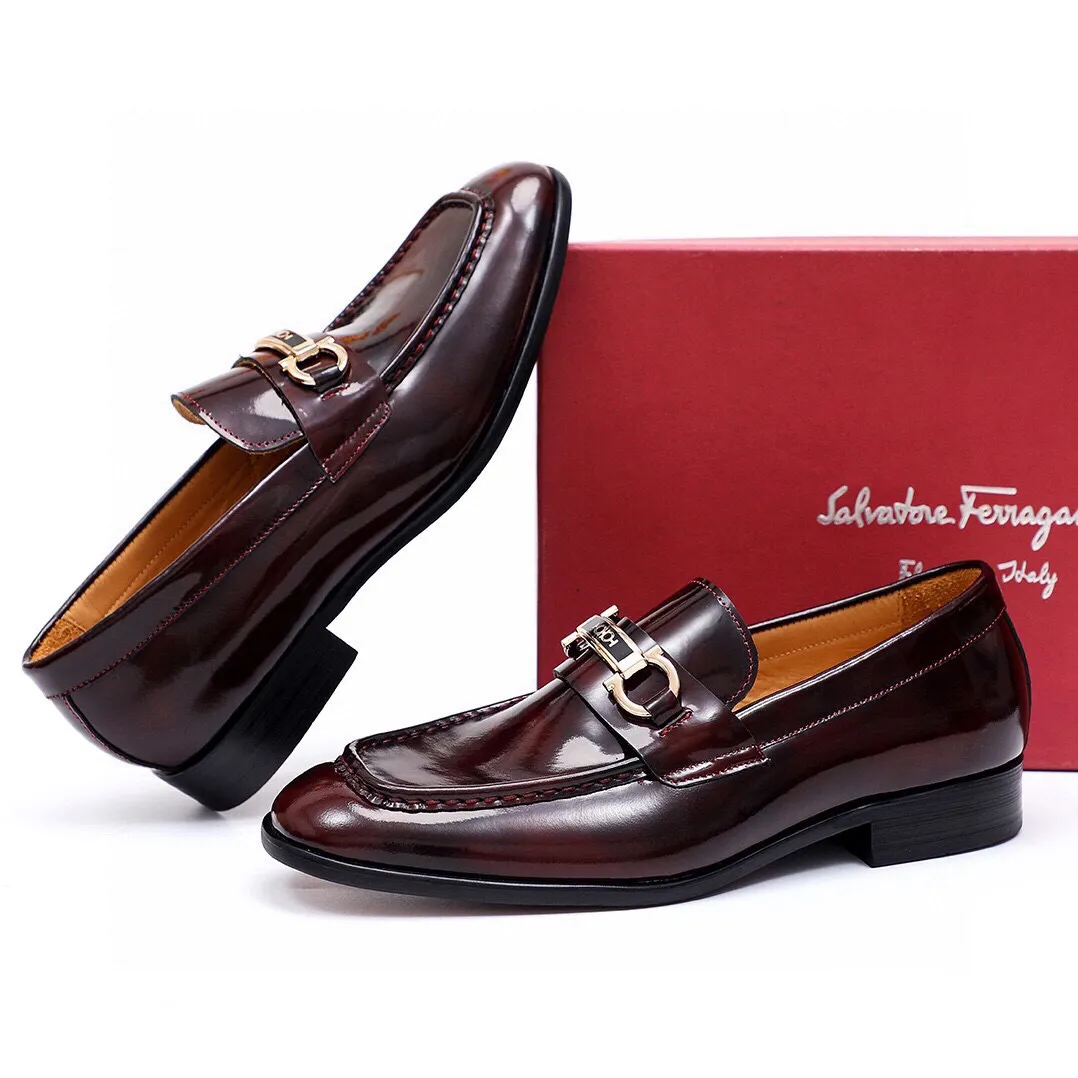 Men's Men's Shoes 💰540 💐[Ferragamo/Ferragamo] New 🐲Ferragamo* Ferragamo classic formal leather shoes! It is made of imported first-layer open-edge beaded cowhide leather upper + luxurious hardware buckle, and the inner layer is comfortable first-layer cowhide 🐂 leather lining! Original wear-resistant rubber outsole! Code number 38-44 (45🉑️customized)